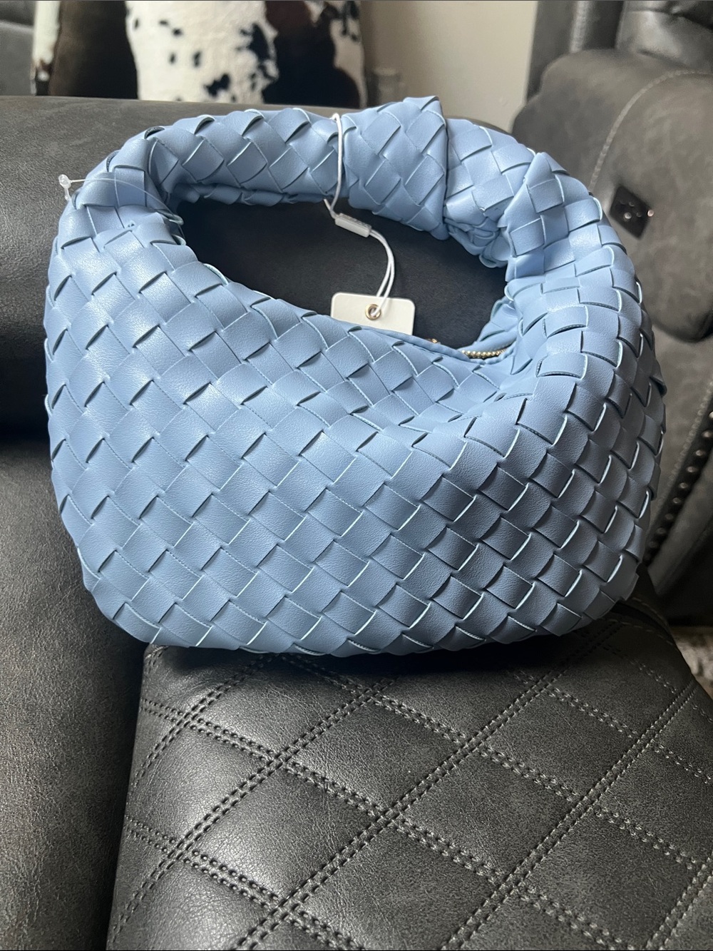Woven Light Blue Hobo Bag